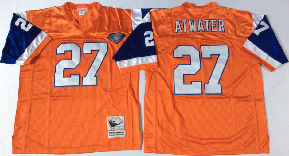 Men NFL Denver Broncos #27 Atwater orange Mitchell Ness jerseys->denver broncos->NFL Jersey